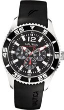 Nautica N11086G day and date black dial resin band men NEW