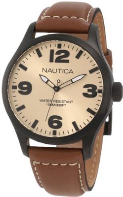 Nautica N13616G BFD 102 Stainless Steel and Brown Leather