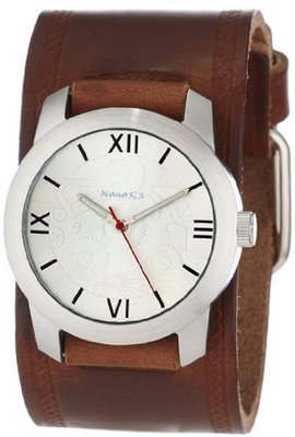 Nemesis BHST068S Elite Collection Silver Roman Numeral Leather Band