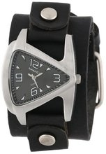 Nemesis GB024K Signature Stainless Steel Triangle Shaped Leather Cuff