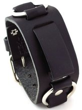 Nemesis #RB-K Wide Black Leather Cuff Band