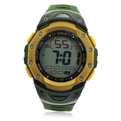 Multi-Function Water Resistant Silicone Cold-Light Digital Sport(3V lithium battery)-Brown "