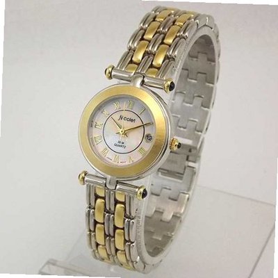 NICOLET Round Two-Tone Roman Numeral Mother of Pearl Dial Calendar . Model: NC-2057W