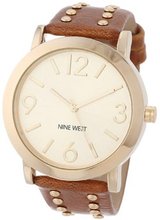 Nine West NW/1492CHBN Gold-Tone Stud Accented Brown Strap