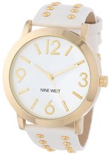 Nine West NW/1492WTWT Gold-Tone Stud Accented White Strap