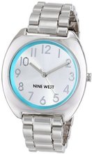 Nine West NW/1569TLSB Silver-Tone Turquoise Accented Easy-to-Read Dial Bracelet