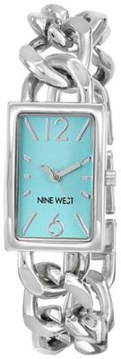 Nine West NW/1575TLSB Silver-Tone and Teal Link Bracelet
