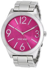 Nine West NW/1585PKSB Hot Pink Dial Silver-Tone Bracelet