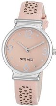 Nine West NW/1597PKPK Silver-Tone Case Blush Pink Dial and Perforated Strap