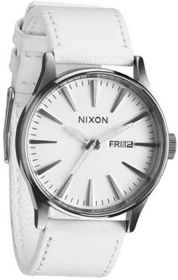 uNIXON Nixon Sentry Leather Silver White Dial Stainless Steel Unisex A105391 