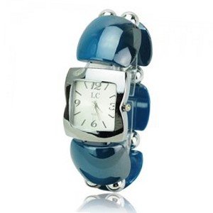 Elegant Graceful Plastic Band Quartz Movement Bracelet Wrist - Blue