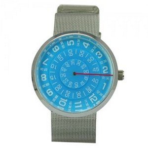 Fashionable Unique 3 Circle Dial Display Time Stainless Steel Quartz Wrist for  /-Blue