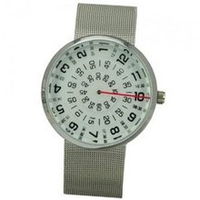 Fashionable Unique 3 Circle Dial Display Time Stainless Steel Quartz Wrist for  /-White