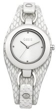 Oasis B1397 Ladies Silver and White Snake Strap