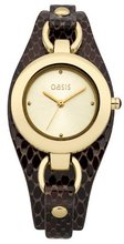 Oasis B1398 Ladies Gold and Brown Snake Strap