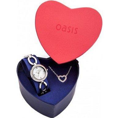 Oasis B1443 Ladies Silver Heart Gift Set
