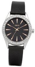 Oasis Quartz with Black Dial Analogue Display and Black Leather Strap B1194