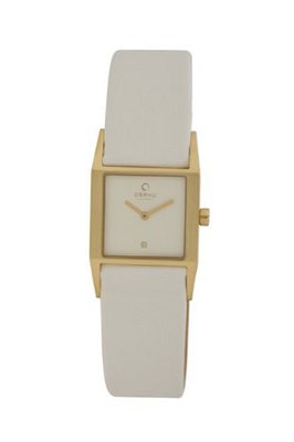 Obaku V113LGIRW 25mm Rectangular White Leather