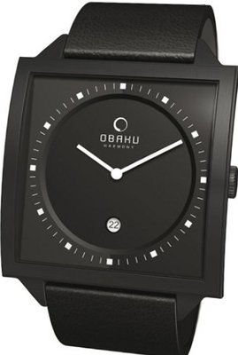 Obaku V116UBBRB Black Calf Skin Quartz with Black Dial