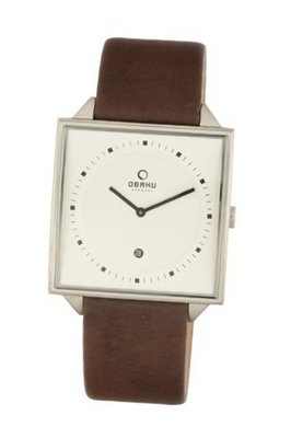 Obaku V116UCIRN Square Brown Leather Date