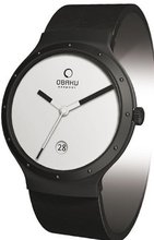 Obaku V119 V119LBWRB Black Leather Quartz with White Dial