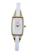 Obaku V120LGIRW Gold Titanium Coated Slim White Leather