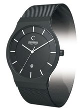 Obaku V123GBBMB Black Titanium Coated Steel Date