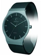 Obaku V123LCBRB Black Leather Quartz with Black Dial