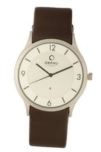 Obaku V132XCIRN Ivory Dial Brown Leather Date