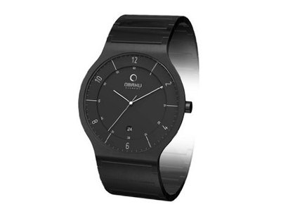 Obaku V133GBBSB Black Titanium Coated Steel Date