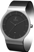 Obaku V133GCBRB Black Leather Quartz with Black Dial