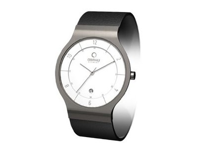 Obaku V133GTIRB White Dial Titanium Leather Date