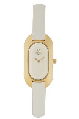 Obaku V136LGIRW Gold Titanium Coated White Leather