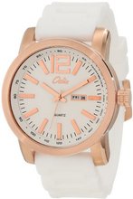 Odin 8054-3M Wh Precision Quartz 3-Hand Day and Date Rose Gold Tone with Rubber Strap