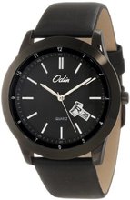 Odin 809-6M Bk Precision Quartz Quickset Big Day and Date with Leather Strap