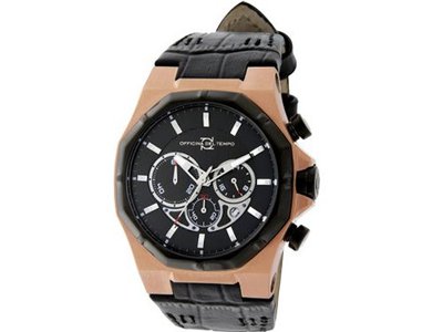 Officina Del Tempo Race II 42mm Chronograph Leather Band Rose PVD (OT1041/1600N) Made in Italy