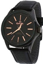 Omax #00OAS105BB42 Executive Casual Black IP Black Dial Leather Band