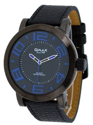 Omax #A001 Leather Band Black IP Oversized Domed Crystal