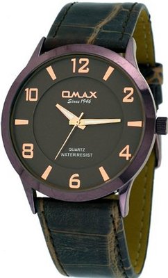 Omax #AA02 Bronze Plated Brown Dial Slim Croc Pattern Strap