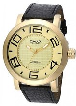 Omax Black and Beige Wrist with Genuine Leather Band, Large Face Classic Design