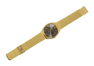 OMAX Black and Gold Wrist with Metal Mesh Adjustable Band