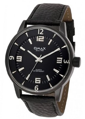 Omax Black Wrist with Genuine Leather Band, Large Face Classic Design