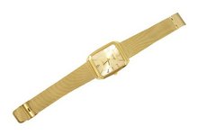 OMAX Gold color Wrist with Metal Mesh Adjustable Band