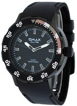 Omax #H008 Black Ion Plated Dive Style Water Resistant Sports