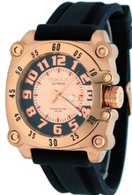 Omax Supreme #HS568 Rose Gold Stainless Steel Silicone Strap Military Analog
