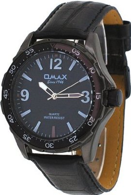 Omax #V008M22G Black Ion Plated Black Strap Casual Sports