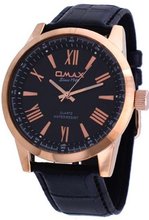 Omax #X007R221 Rose Gold Tone Roman Black Dial Casual Leather Band