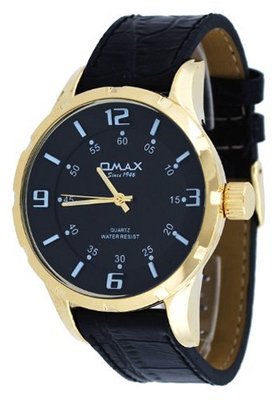 uOMAX Omax #H006 Gold Tone Black Dial European Style 3-D Index 