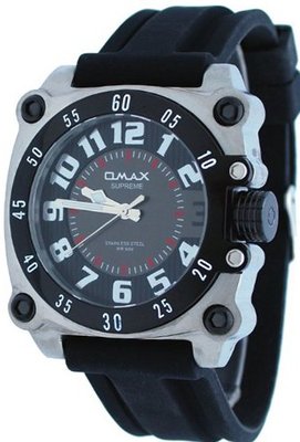 uOMAX Omax Supreme #HS568 Stainless Steel IP Bezel Silicone Strap Military Analog 