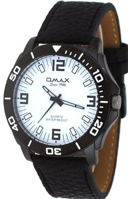 uOMAX Omax #VXL001 Black Ion Plated White Dial Casual Analog Sports 